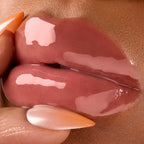 Close up of glossy lips.