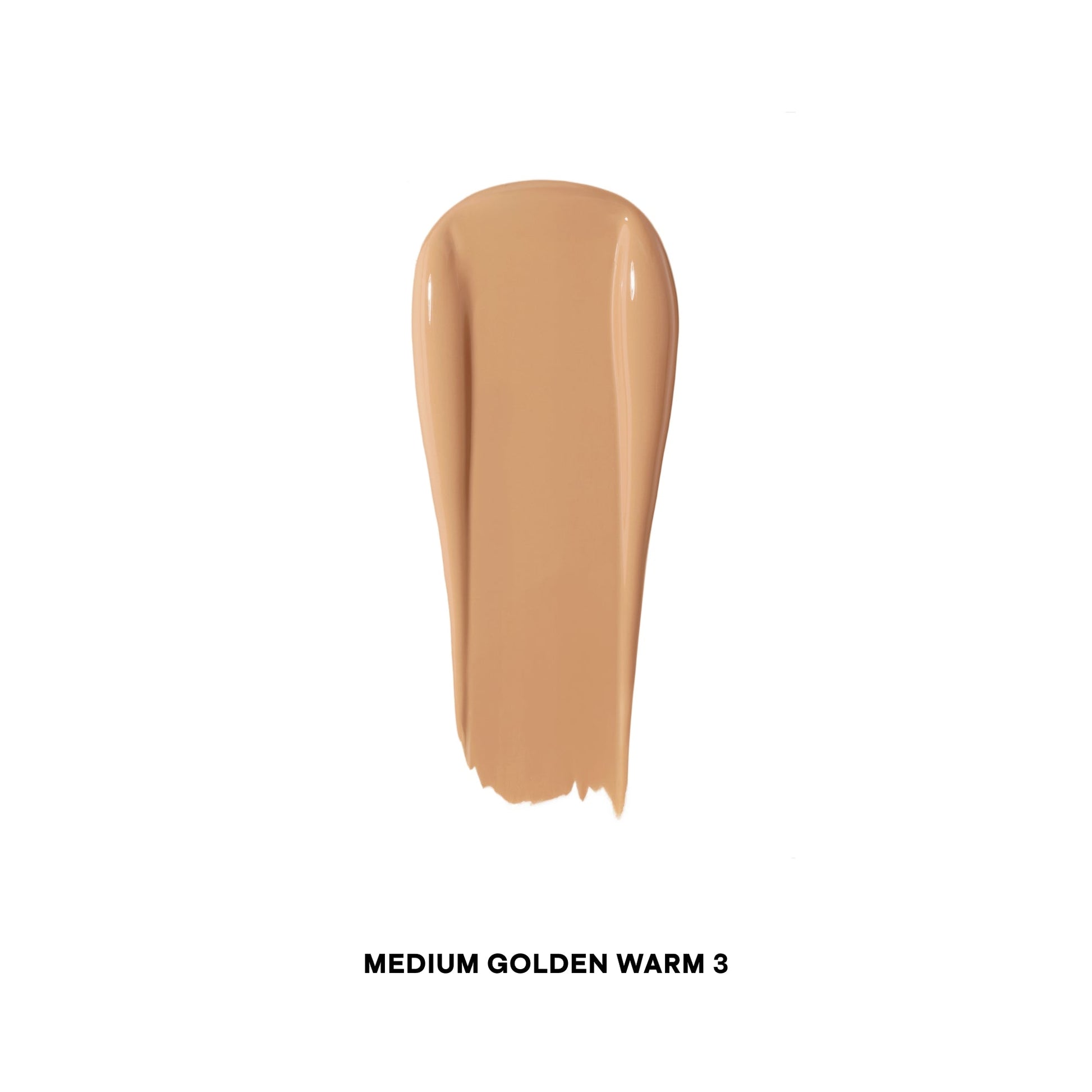 Medium golden warm concealer swatch with creamy, satin finish on white background