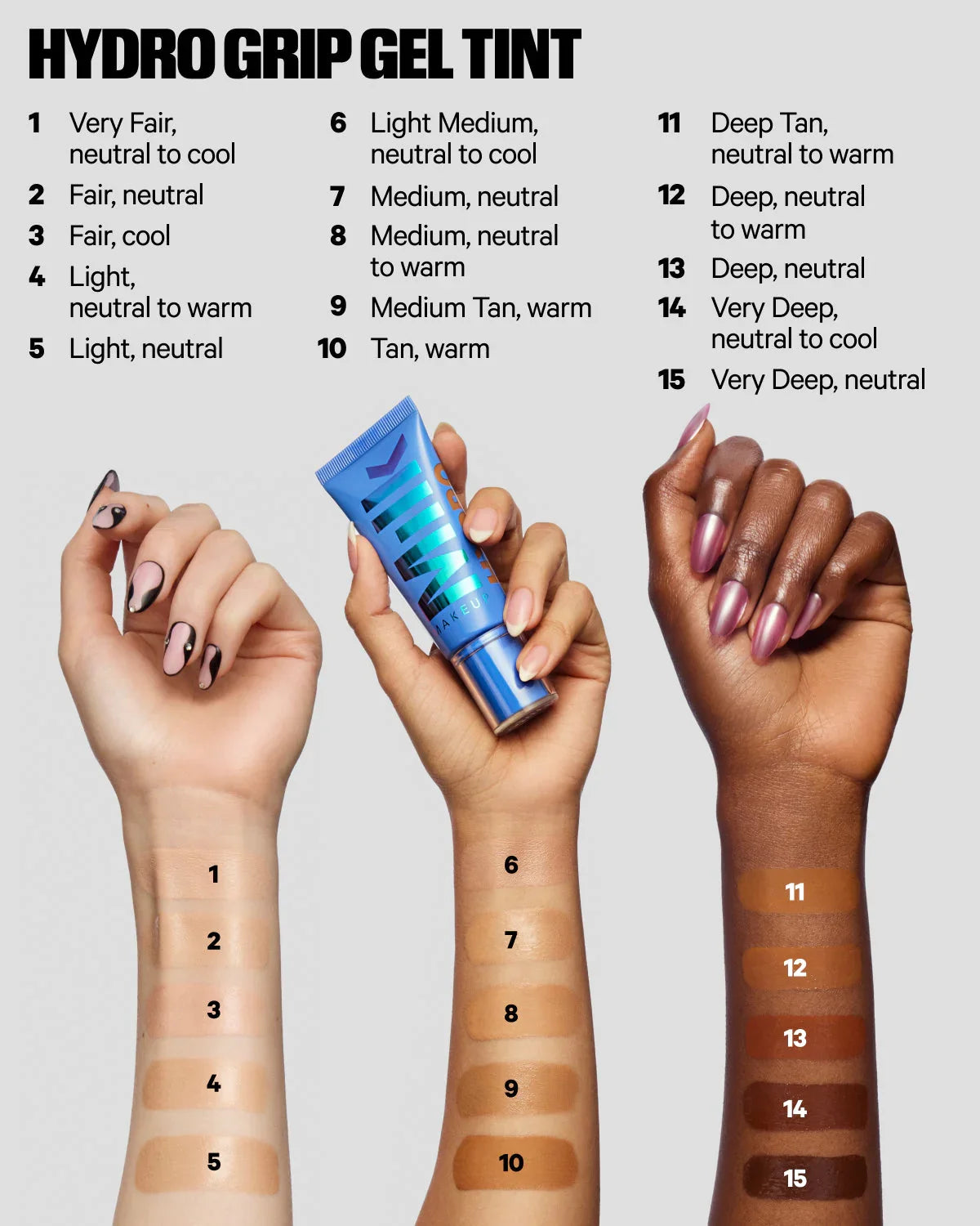 MILK Makeup Hydro Grip Hydrating Gel Skin Tint - Milk Makeup - Foundation - 1 - Very fair with neutral to cool undertones - Wylde Grey