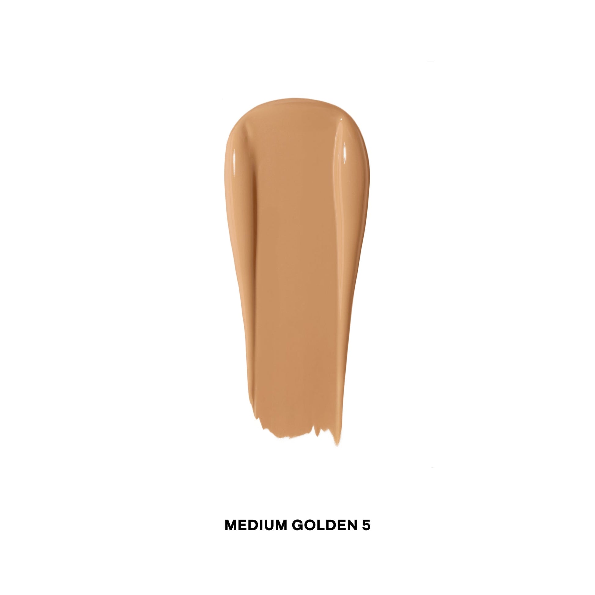Medium golden shade concealer swatch with creamy, dewy finish on white background