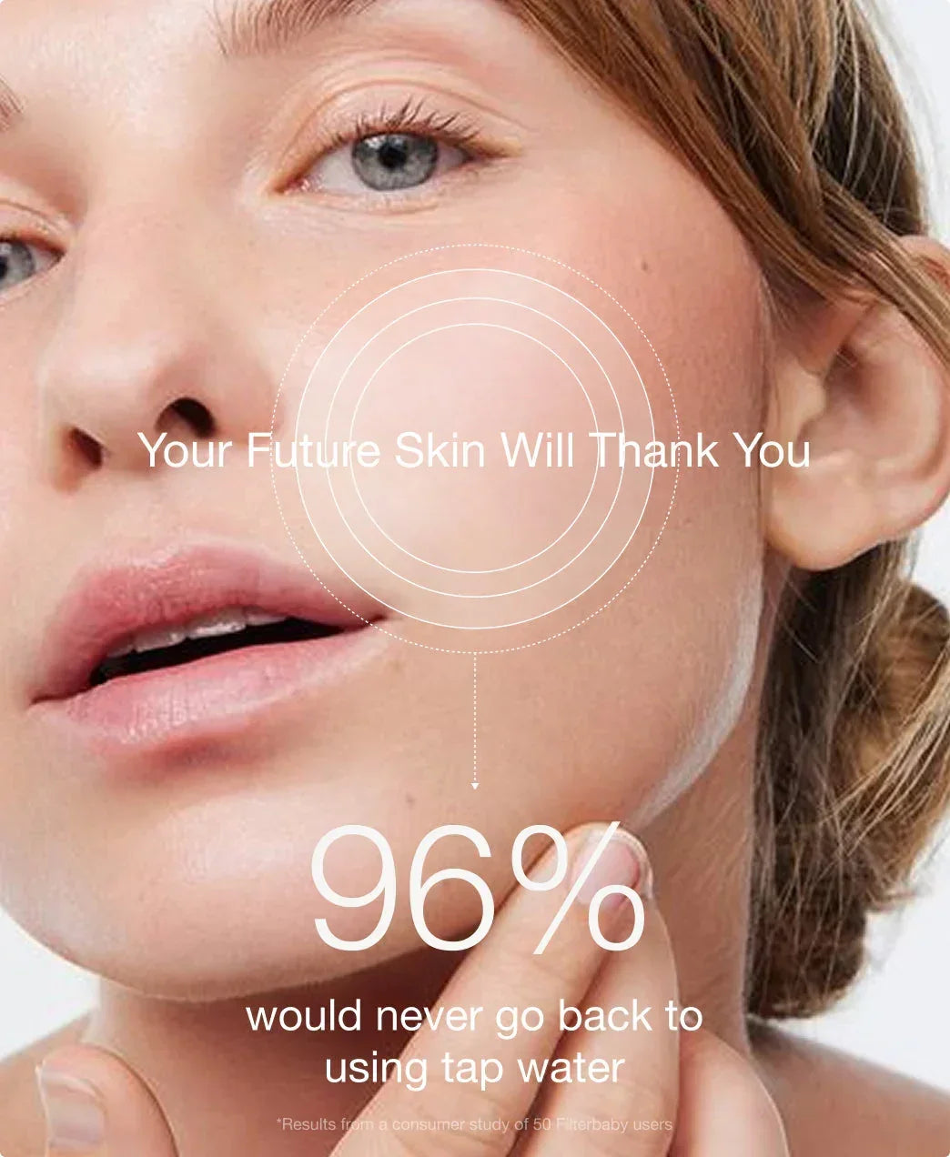 Close-up of woman with flawless, dewy skin, highlighting luxury skincare results for Wylde Grey.