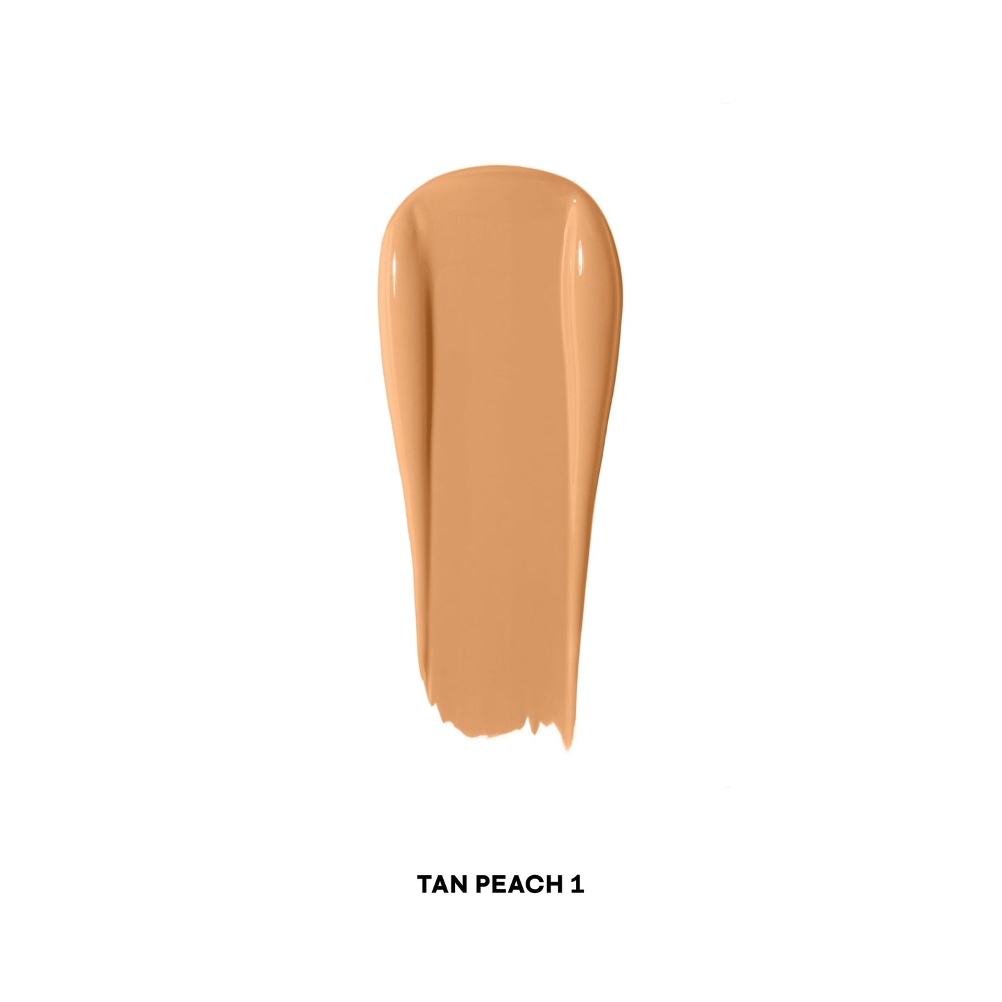 Tan peach concealer swatch with creamy, flawless texture on white background
