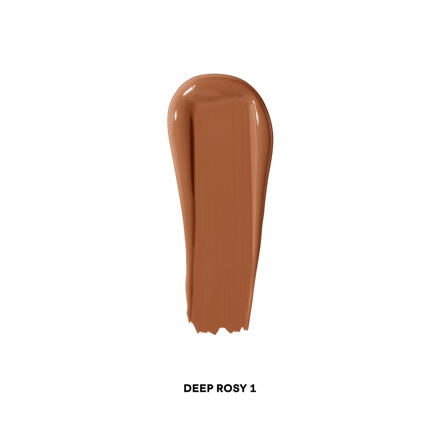 Deep rosy 1 concealer swatch with a creamy texture and luxurious finish on white background