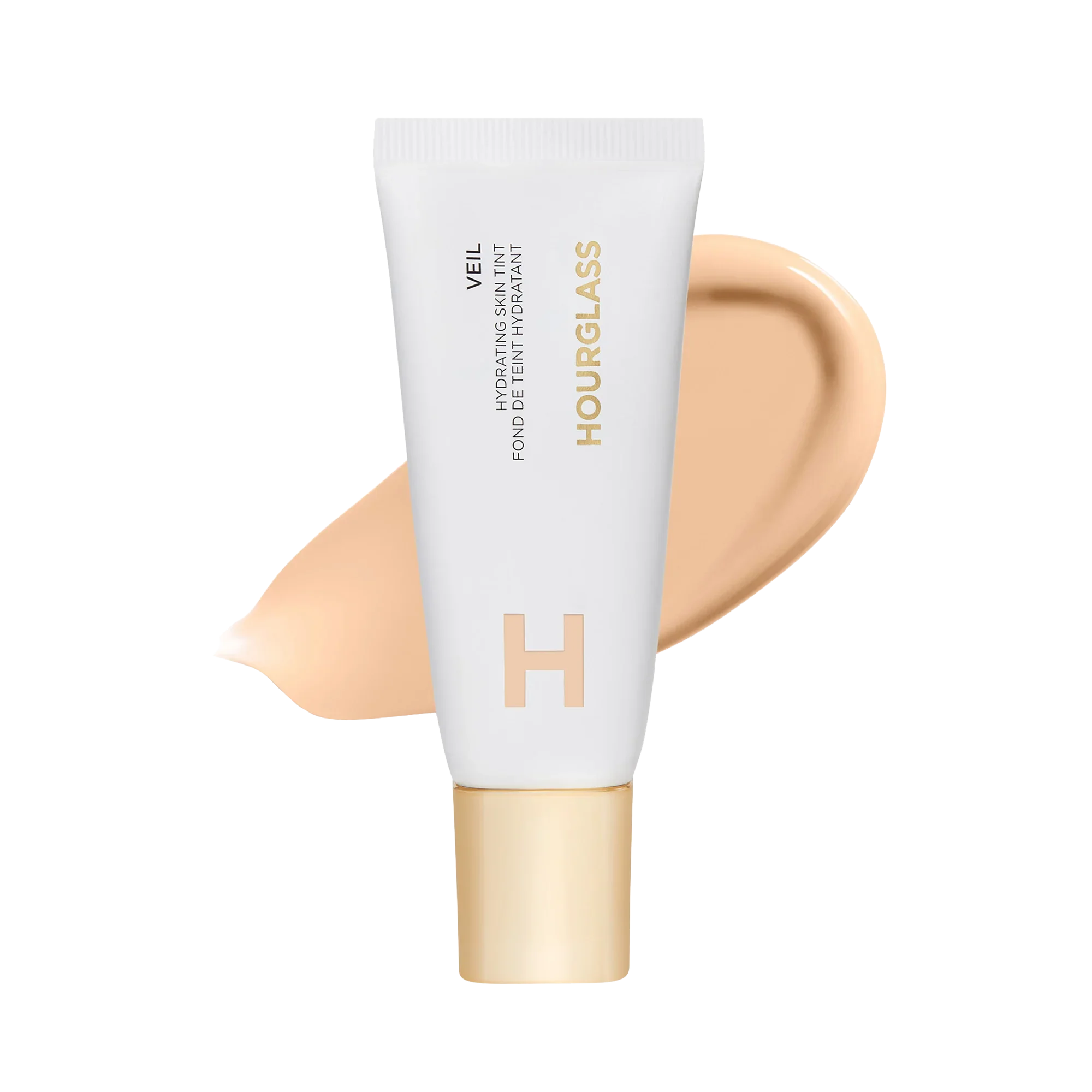 Hourglass Veil hydrating skin tint tube with creamy beige swatch, luxury beauty product