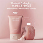 Summer Fridays Cloud Dew Gel Cream Moisturizer with pink, dewy texture in luxe new tube and jar packaging