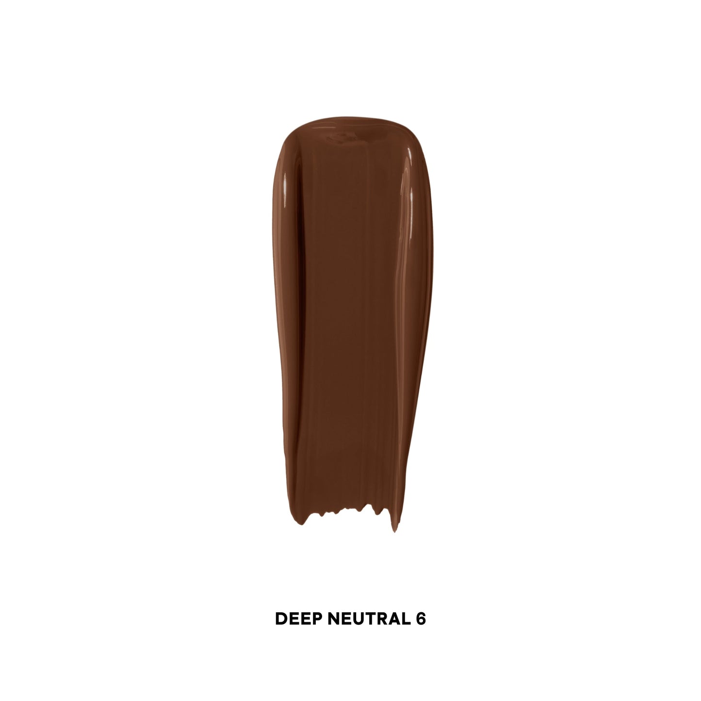Deep Neutral 6 concealer swatch with creamy texture and rich brown tone on white background.