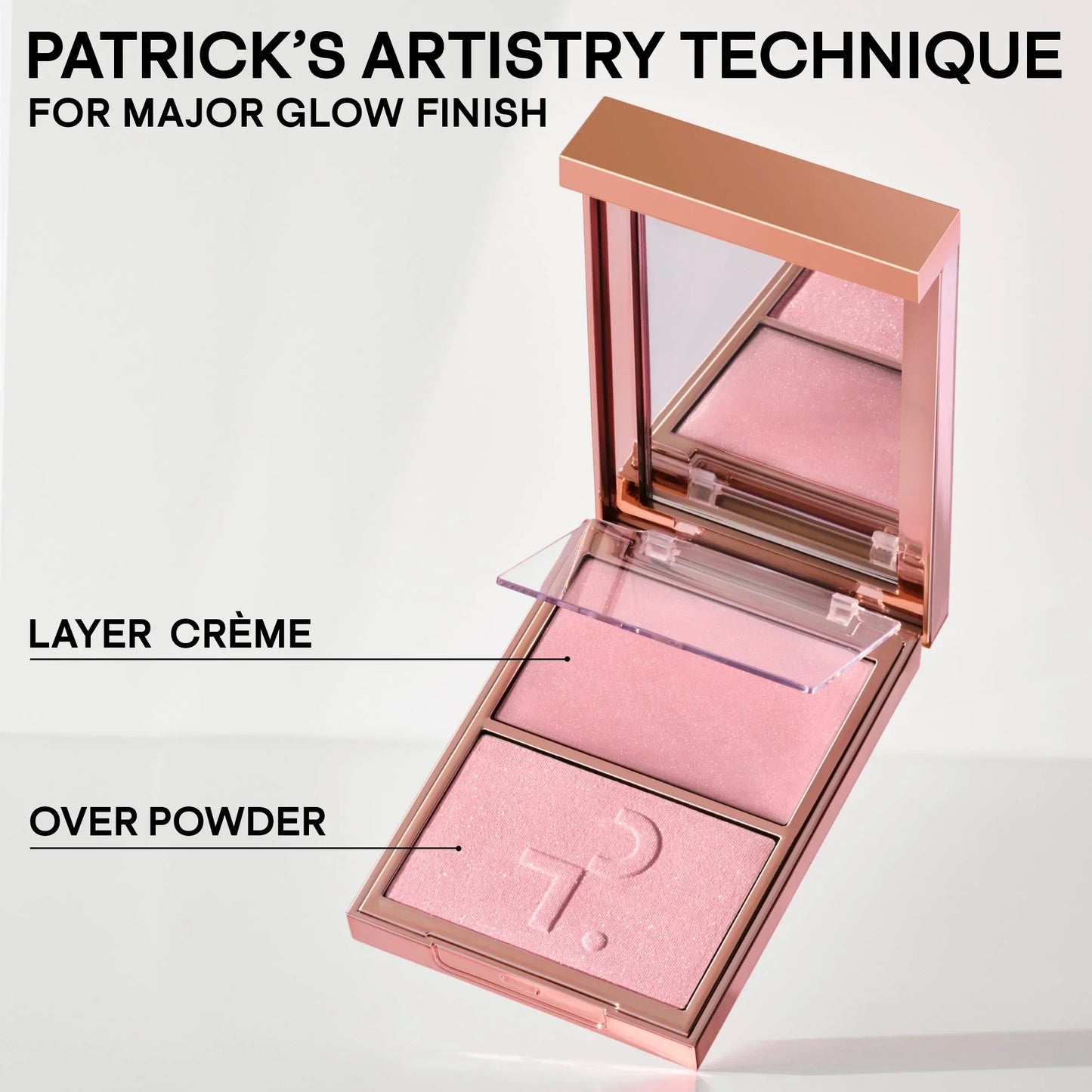 Luxurious rose gold blush compact with dewy crème and shimmer powder for radiant glow, Wylde Grey