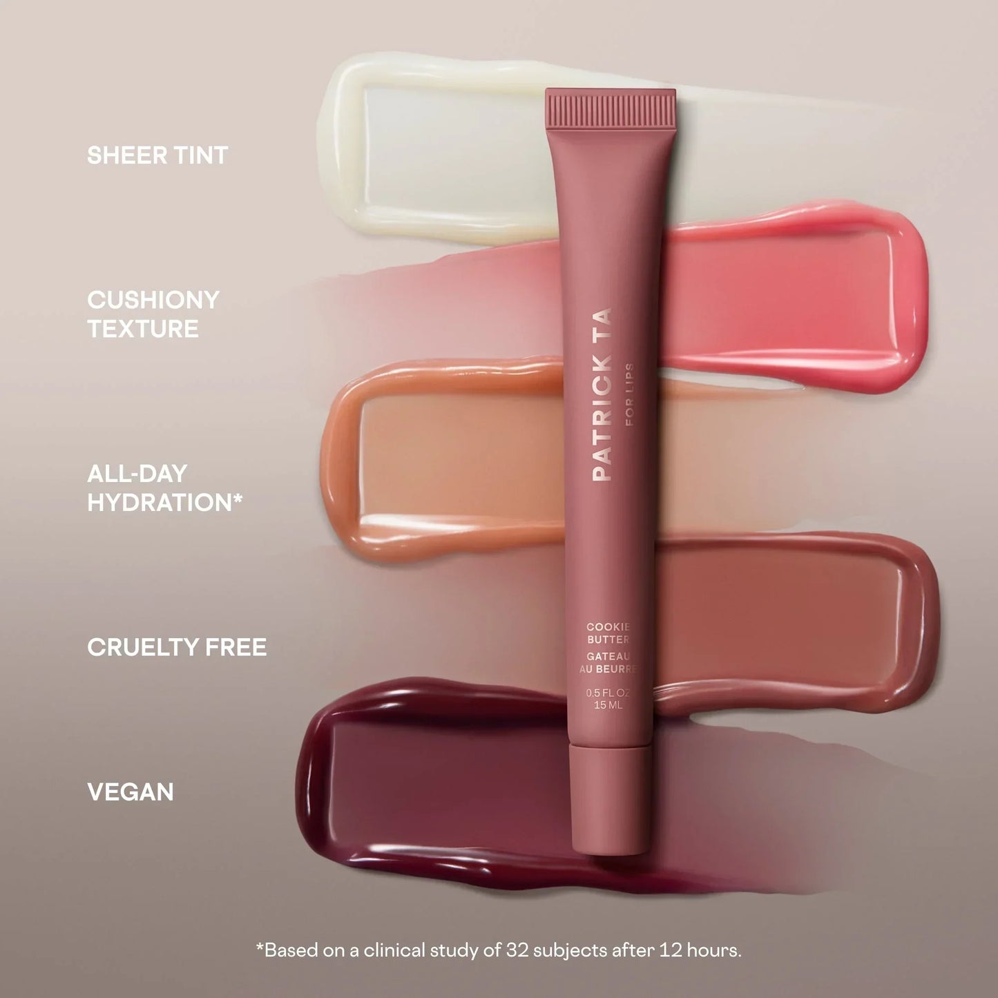 Patrick Ta Major Moisture Smoothing and Hydrating Tinted Lip Balm with Vitamin E - Patrick Ta - Lip Makeup - Crème Brûlée (Neutral Brown) - Wylde Grey