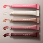 Patrick Ta lip gloss tubes in pink, nude, rose, and berry shades with glossy finish