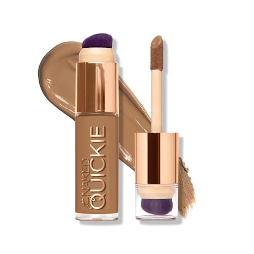 Urban Decay Quickie 24HR Full Coverage Waterproof Concealer, Natural Matte Finish, Hydrating Vitamin E, Dual-ended Buffing Brush & Multi-use Applicator, Noncomedogenic, Vegan, Cruelty-free - 0.5 fl oz|B0BK22JTST