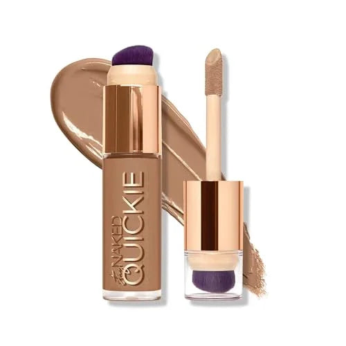 Urban Decay Quickie 24HR Full Coverage Waterproof Concealer, Natural Matte Finish, Hydrating Vitamin E, Dual-ended Buffing Brush & Multi-use Applicator, Noncomedogenic, Vegan, Cruelty-free - 0.5 fl oz|B0BK22JTST