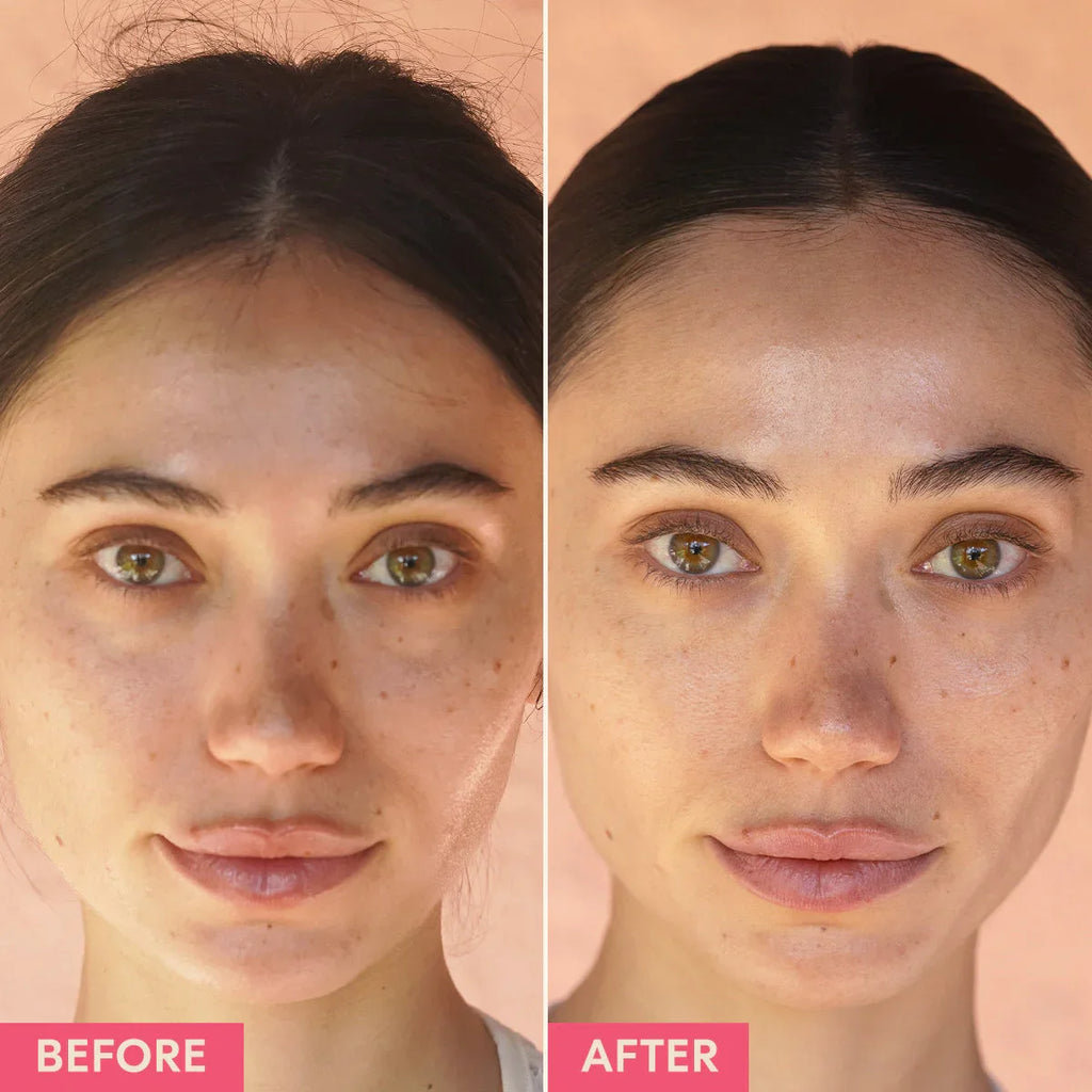 Before and after skincare results showing improved glowing complexion, Wylde Grey beauty