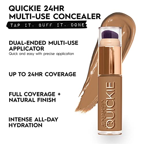 Urban Decay Quickie 24HR Full Coverage Waterproof Concealer, Natural Matte Finish, Hydrating Vitamin E, Dual-ended Buffing Brush & Multi-use Applicator, Noncomedogenic, Vegan, Cruelty-free - 0.5 fl oz|B0BK22JTST