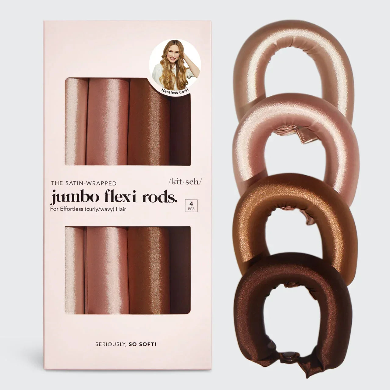 Kitsch Rosewood Jumbo Satin Flexi Rods 4pc Set - Kitsch - Heatless Hair - Default Title - Wylde Grey