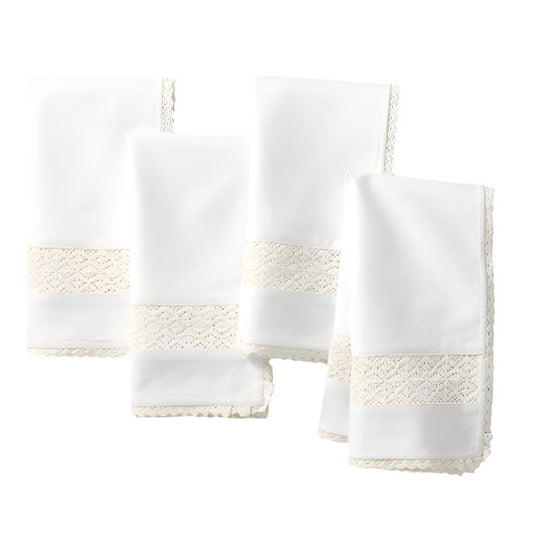 Dinner Napkins, Lace Trim - Wylde Grey