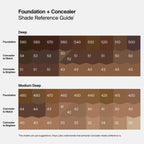 54 Deep Neutral - 53 Deep Neutral - 52 Deep Neutral - 51 Deep Peach - 50 Deep Golden - 44 Medium Deep Neutral - 43 Medium Deep Golden - 42 Medium Deep Neutral - 41 Medium Deep Neutral - 40 Medium Deep Golden