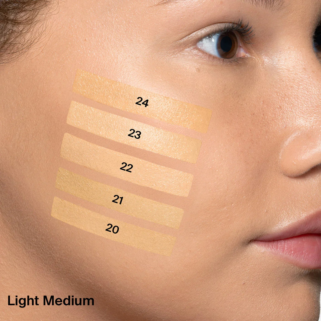 24 Light Medium Neutral - 23 Light Medium Golden - 22 Light Medium Peach - 21 Light Medium Neutral - 20 Light Medium Peach