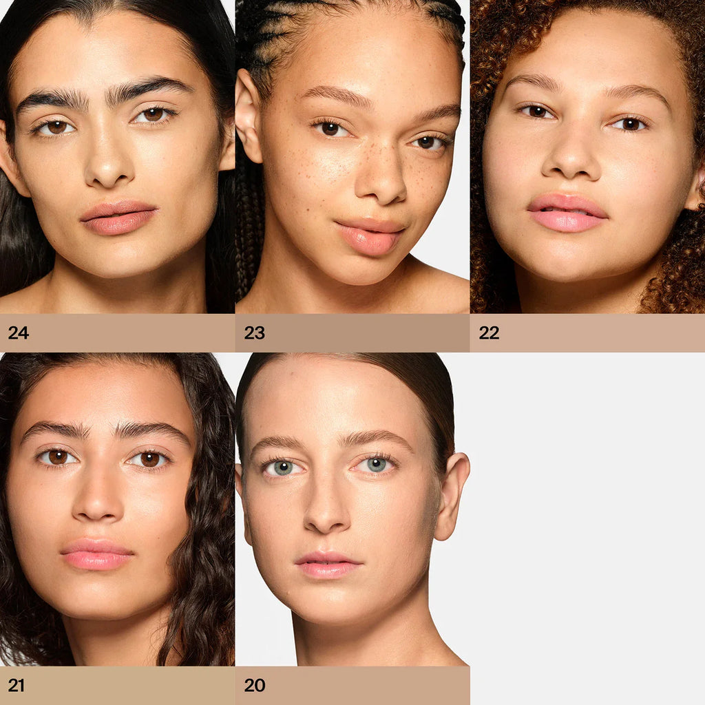 24 Light Medium Neutral - 23 Light Medium Golden - 22 Light Medium Peach - 21 Light Medium Neutral - 20 Light Medium Peach