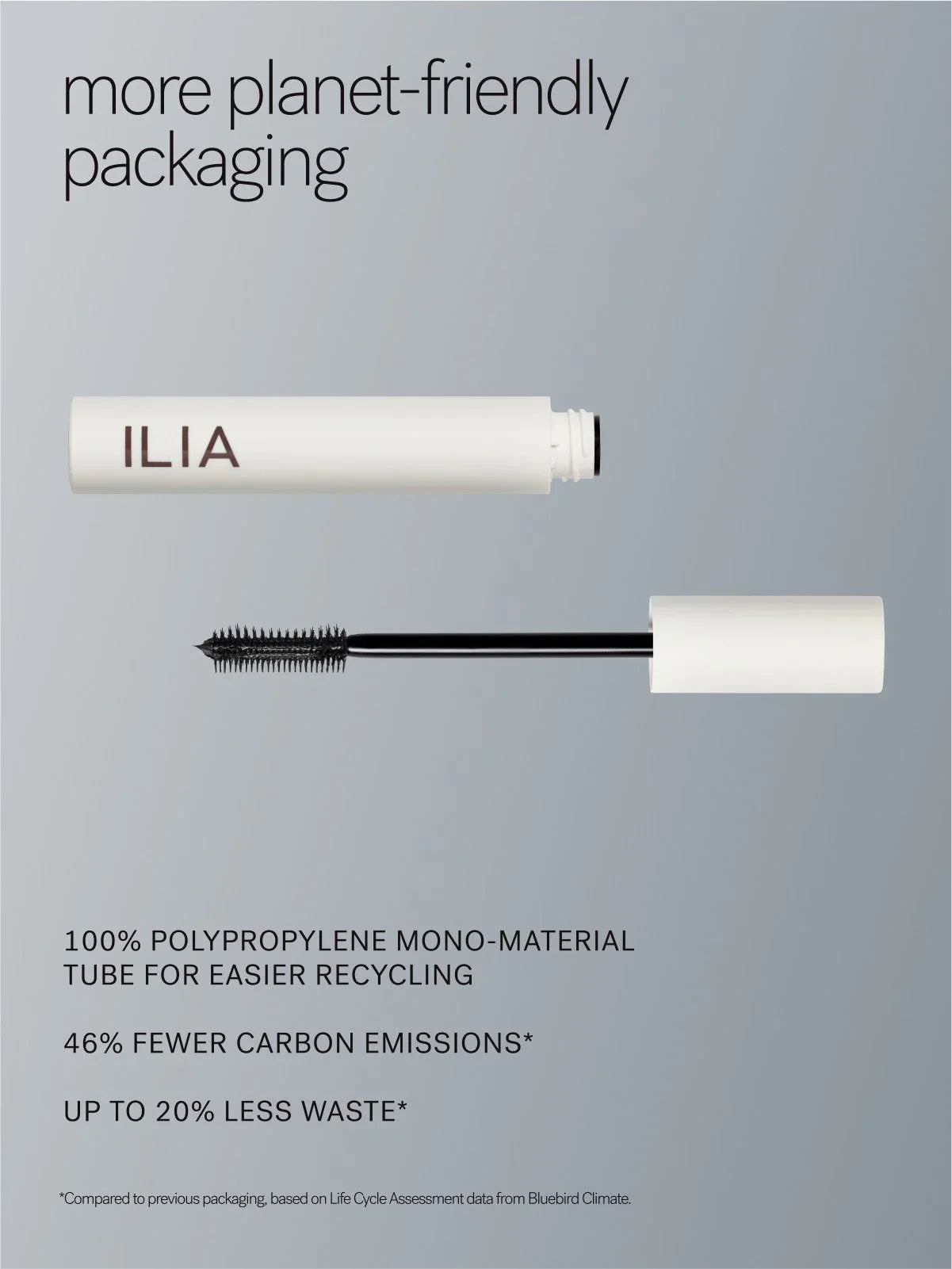 ILIA Limitless Lash Mascara in sleek matte white tube, eco-friendly packaging, Wylde Grey