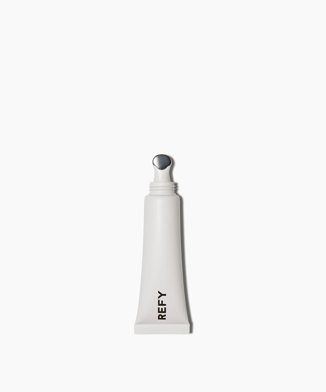 REFY lip gloss suede tube with metal applicator on white background