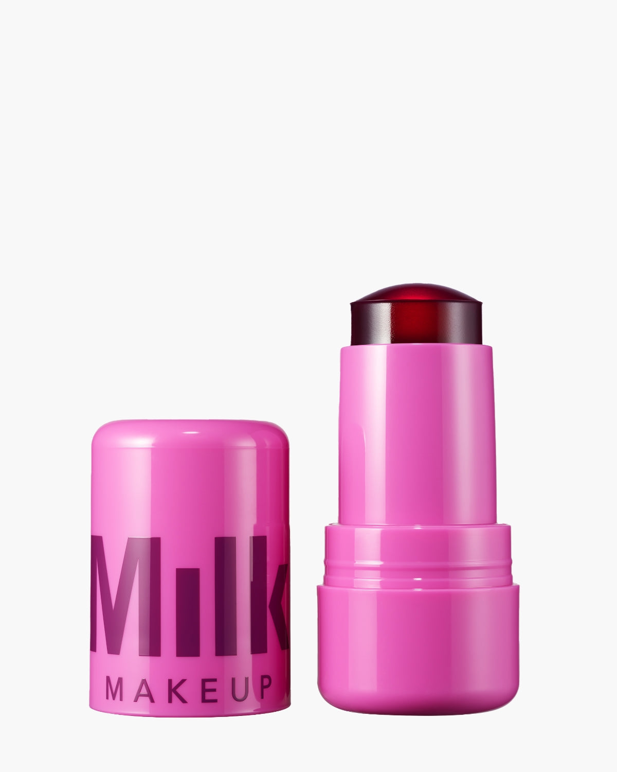 Milk Makeup Jelly Tint pink blush stick with cap off on white background