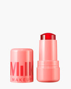 Milk Makeup Jelly Tint blush stick in pink and red tube with cap off on white background