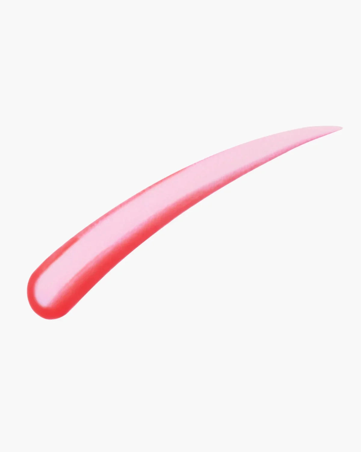 Swatch of pink jelly tint lip gloss with glossy finish on white background