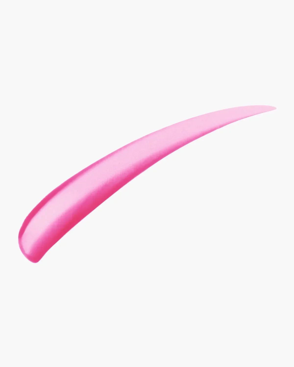 Bright pink jelly lip tint swatch on white background, fresh glossy makeup texture