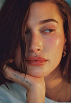 Hailey Bieber with glossy lips