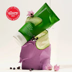Ole Henriksen Violet C old plunge pore mask on creamy purple texture with cucumber and award badge