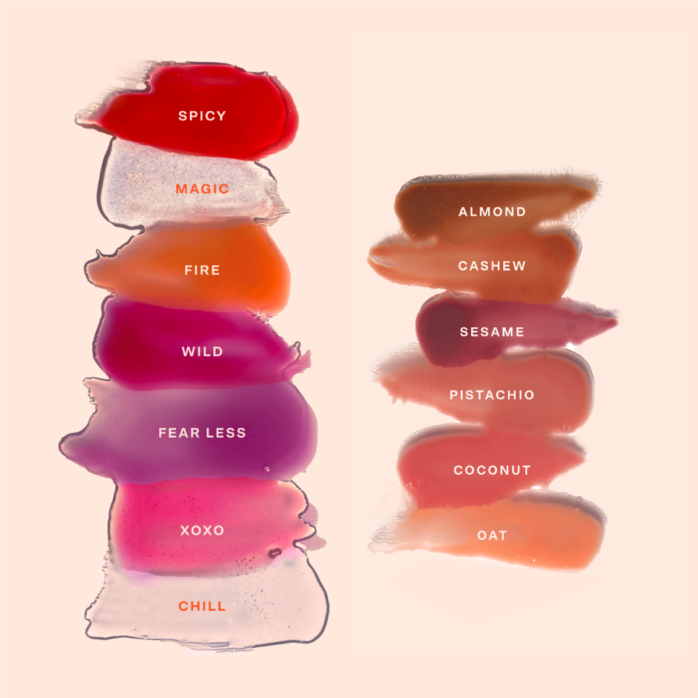 All shades of the Tower 28 Beauty ShineOn Lip Jelly swatched out. [Shared]