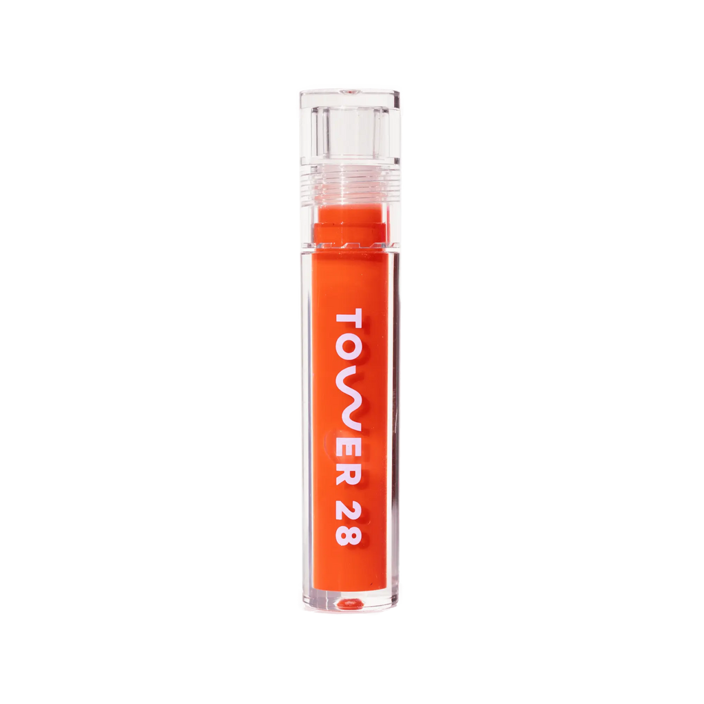 The Tower 28 Beauty ShineOn Lip Jelly in the shade Fire. [Fire]