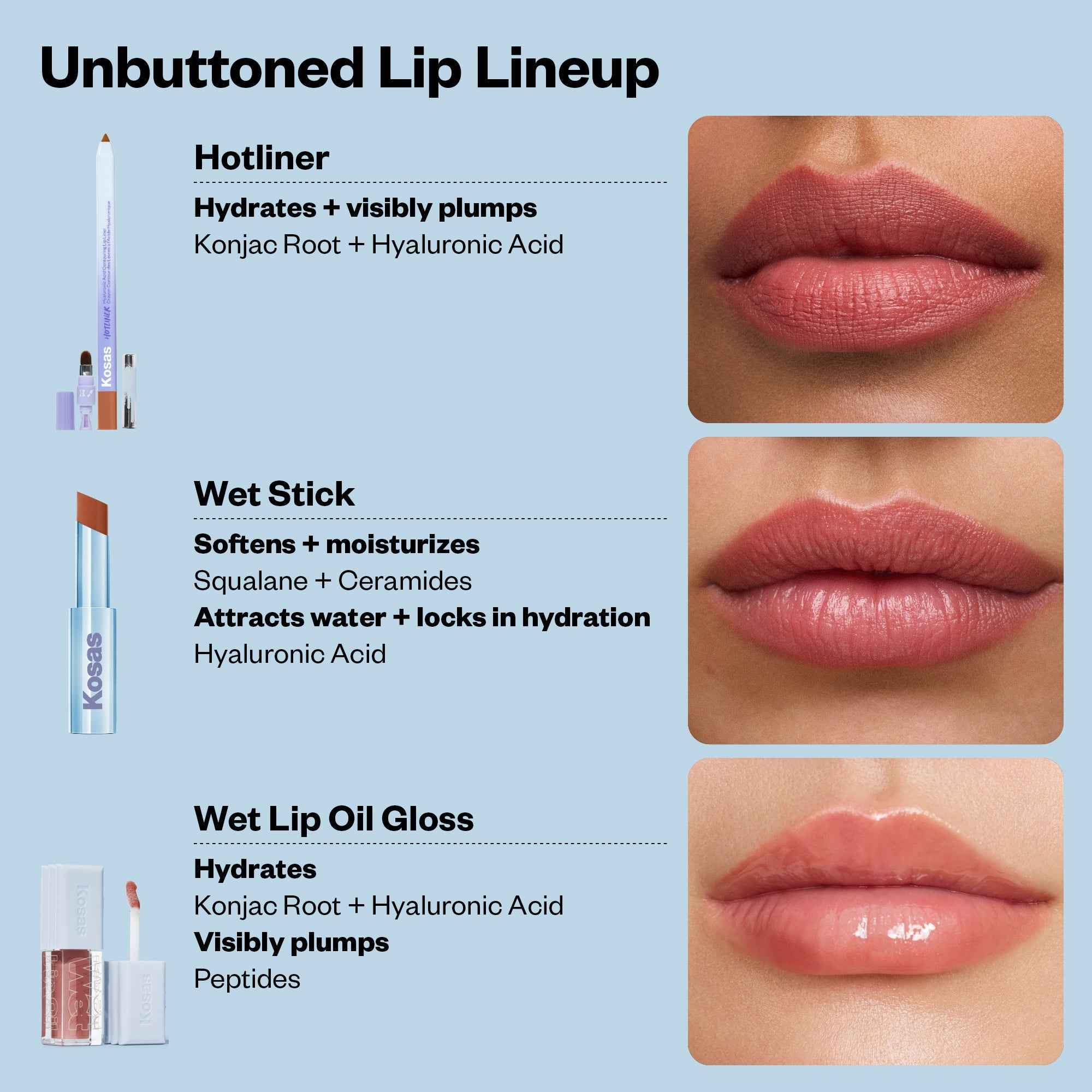 Kosas Unbuttoned Lip Trio