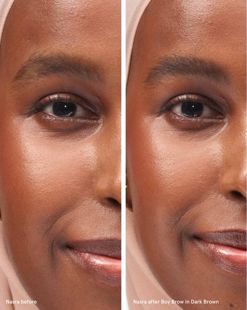 dark brown | Nasra wears Boy Brow in Dark Brown. | Nasra wears Boy Brow in Dark Brown.