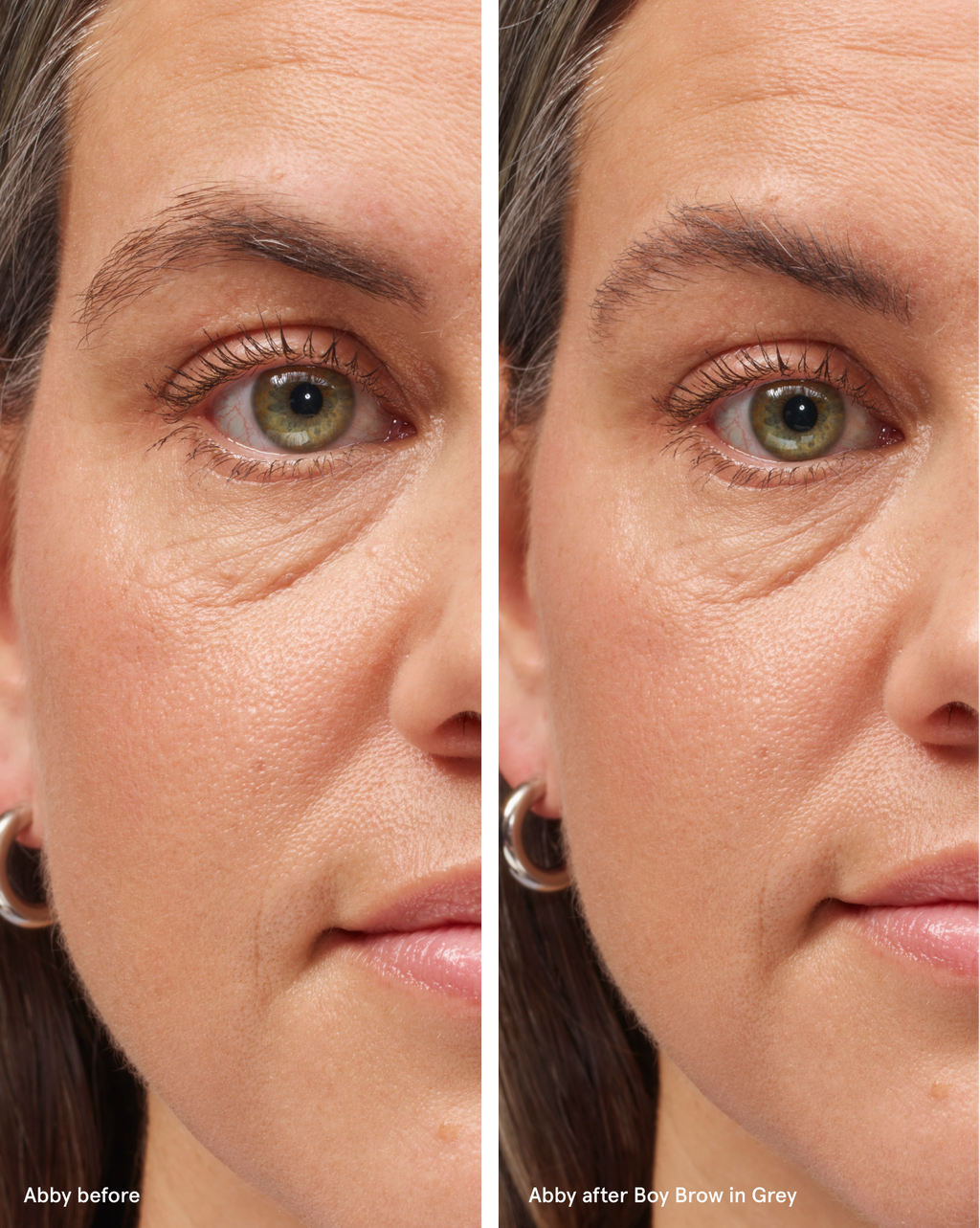 grey | Abby wears Boy Brow in Grey. | Abby wears Boy Brow in Grey.  | #FFFFFF