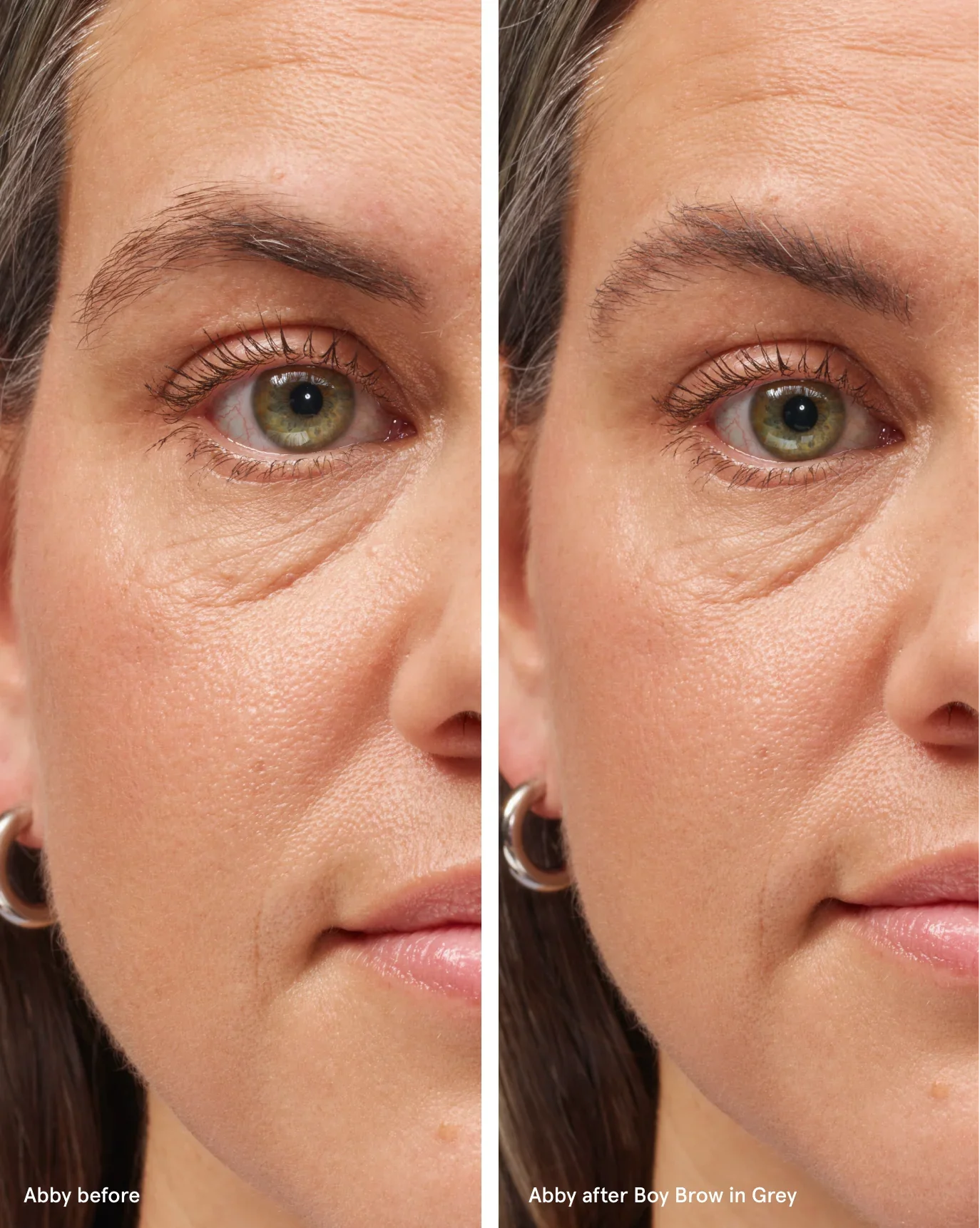 grey | Abby wears Boy Brow in Grey. | Abby wears Boy Brow in Grey.  | #FFFFFF