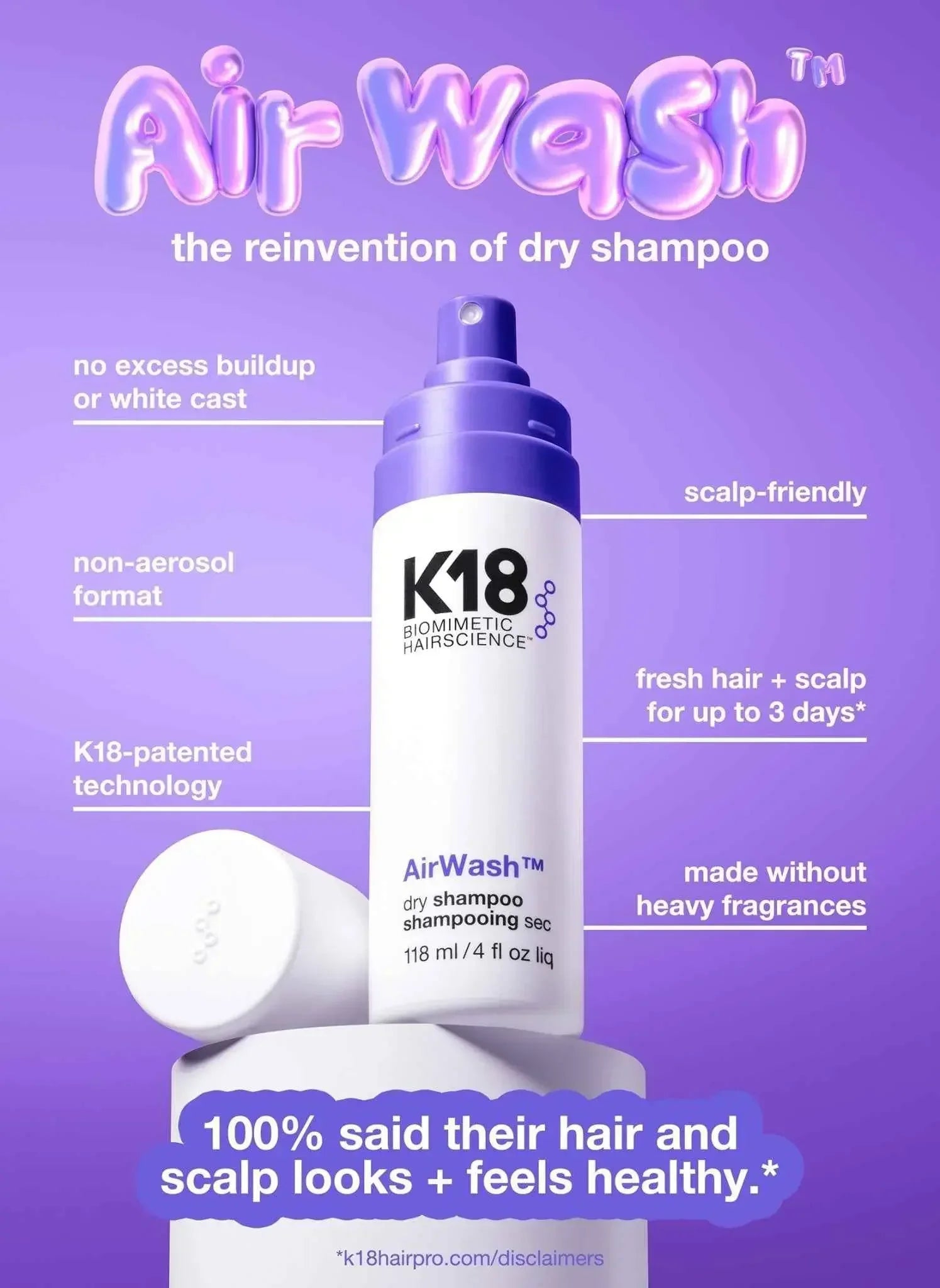 K18 AirWash™ dry shampoo 4oz - K18Hair - Shampoo - 4 oz - Wylde Grey