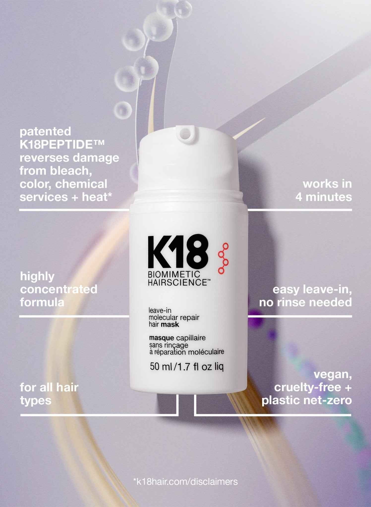 K18 Full-Size Leave-In Molecular Repair Hair Mask 50mL