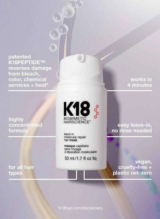 K18 Full-Size Leave-In Molecular Repair Hair Mask 50mL - K18Hair - Hair Treatment - 50 mL - Wylde Grey