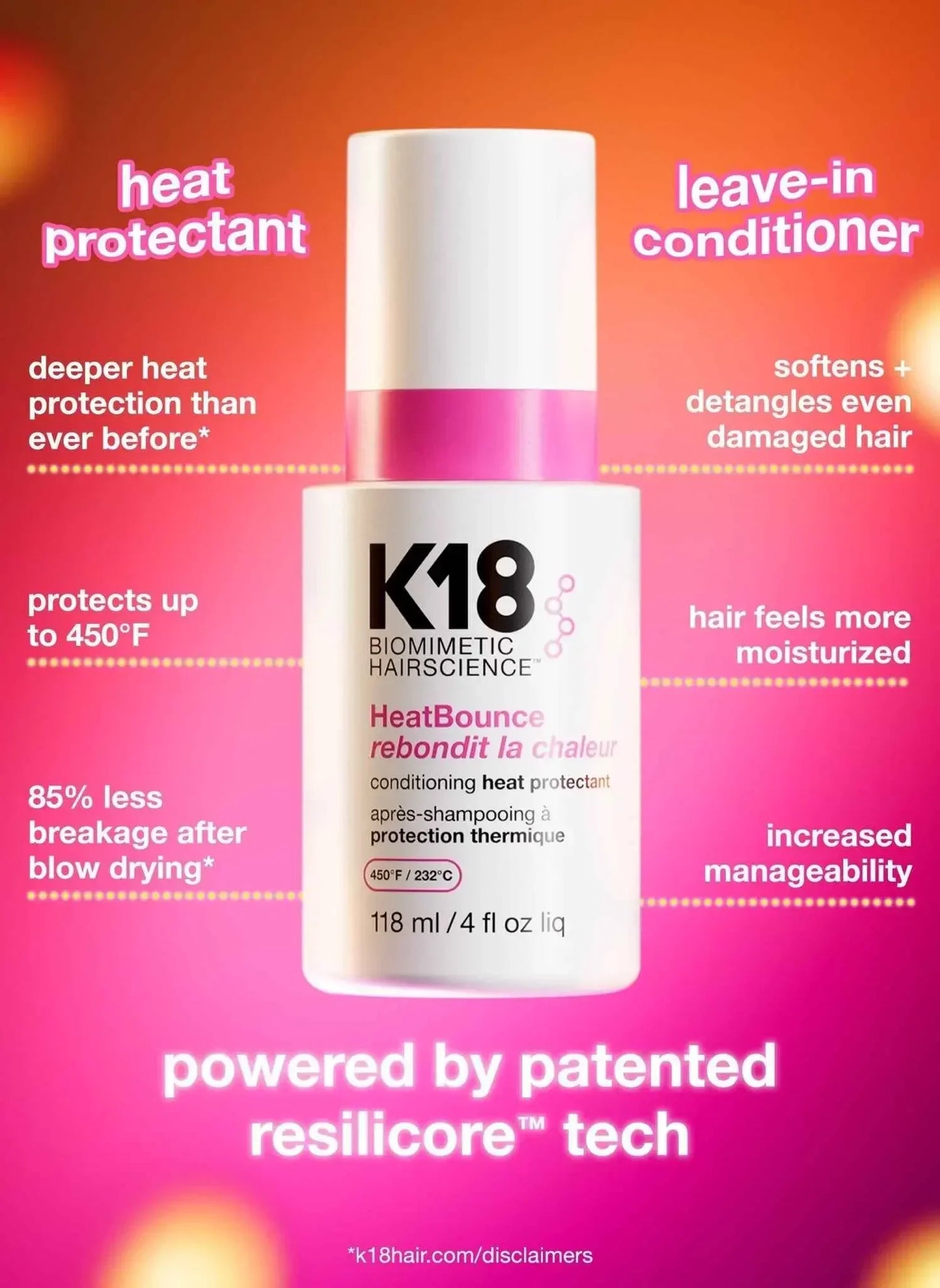 K18 HeatBounce conditioning heat protectant 4oz - K18Hair - Hair Treatment - 4 oz - Wylde Grey