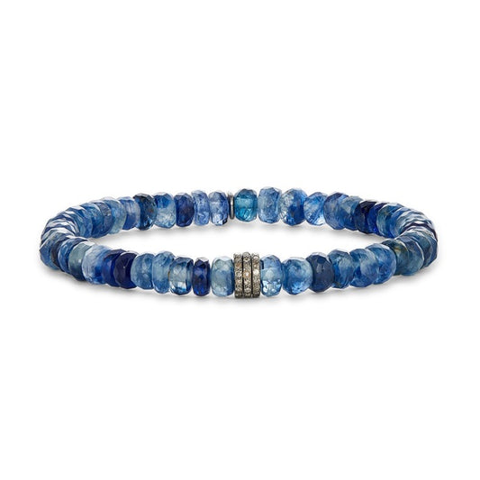 Kyanite Bracelet with Pavé Diamond Rondelles - Wylde Grey