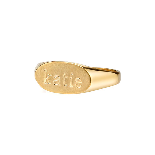 Lana Text Pinky Signet Ring - Wylde Grey