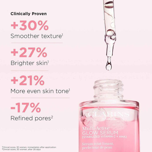 Multi-Active Glow Serum Vitamin C + AHA Smoothing, Radiance-Boosting Glow - Clarins - Face Serums - 1 Oz. - Wylde Grey
