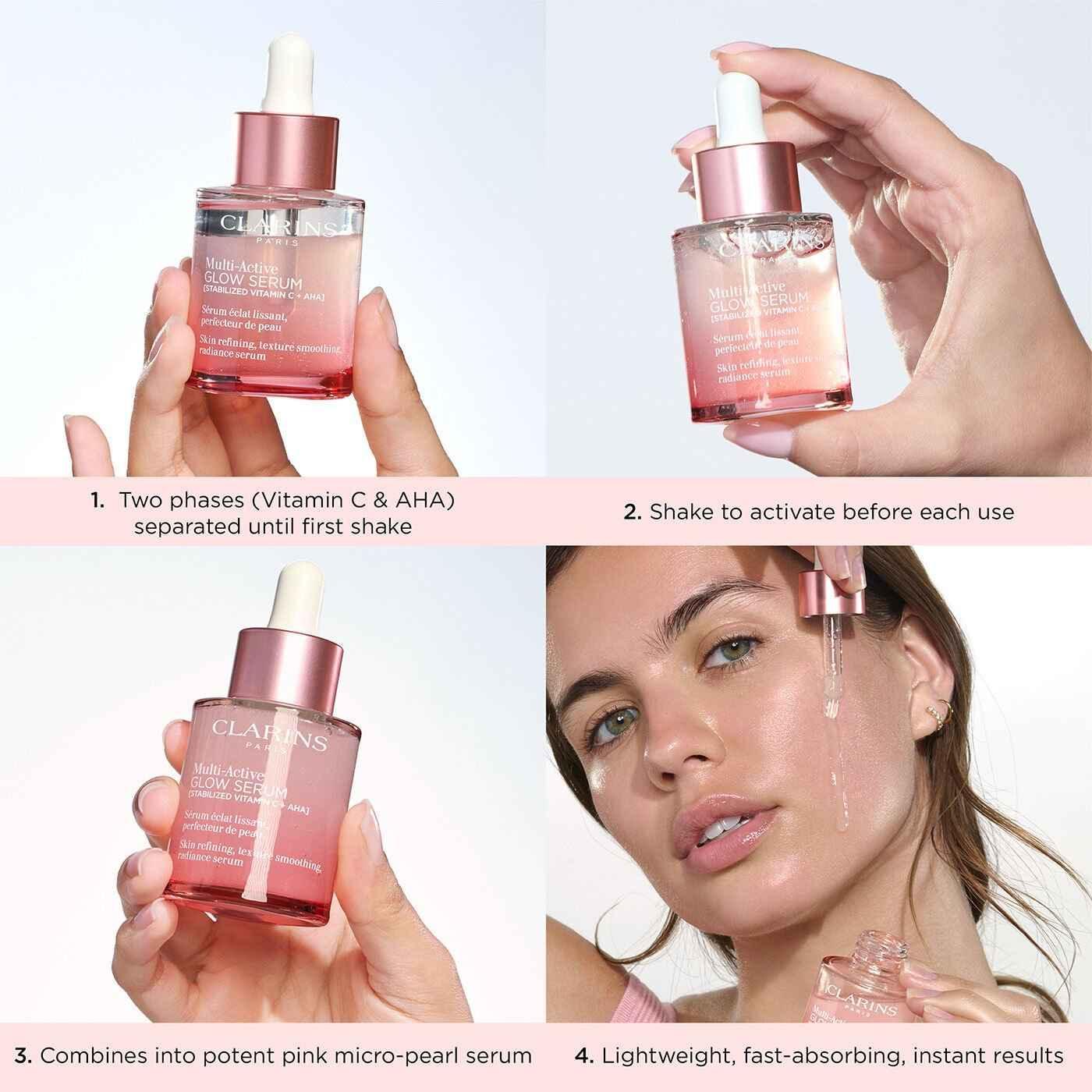 Multi-Active Glow Serum Vitamin C + AHA Smoothing, Radiance-Boosting Glow - Clarins - Face Serums - 1 Oz. - Wylde Grey