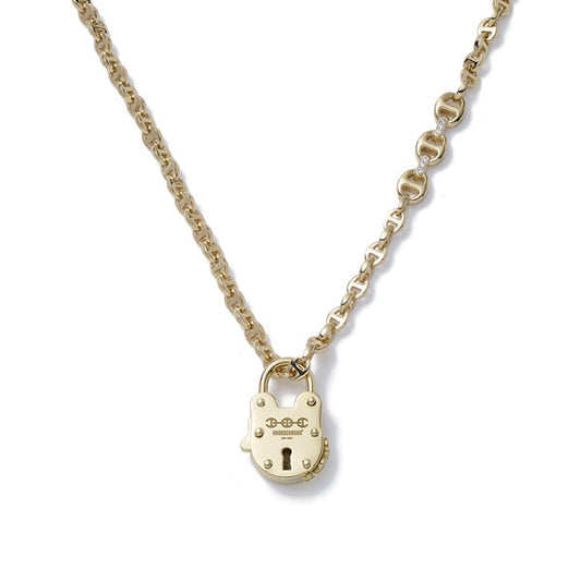 Open-Link 18K Gold Necklace with Lock - Wylde Grey