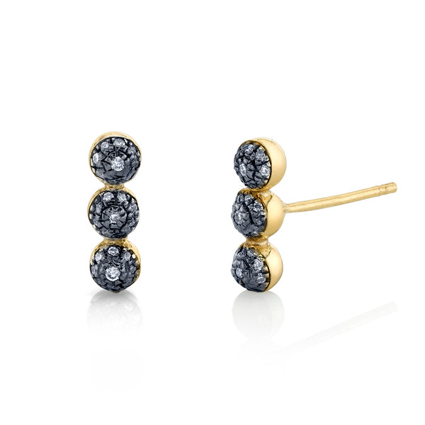 Triple Pavé Diamond Ball Studs - Wylde Grey