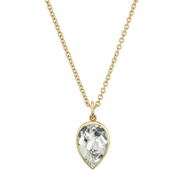 Bezel-Set Pear Charm Necklace - Wylde Grey