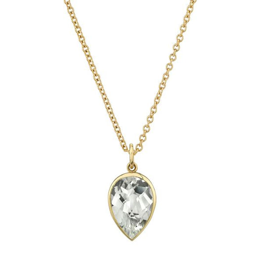 Bezel-Set Pear Charm Necklace - Wylde Grey