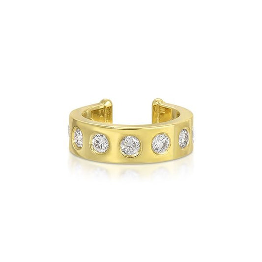 14K Yellow Gold Ear Cuff with Round Diamonds - 10mm - Wylde Grey