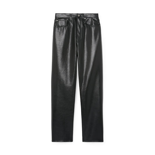 Recycled-Leather ’90s Pinch-Waist Pants - Wylde Grey